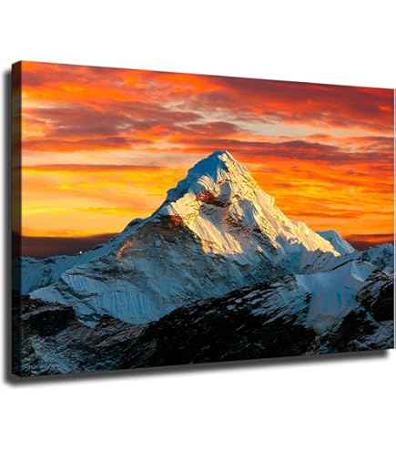 額縁付きネパール エベレスト山岳風景画 / Framed Mt. Everest Amazon.com: Mount Everest on The Border of Tibet and Nepal